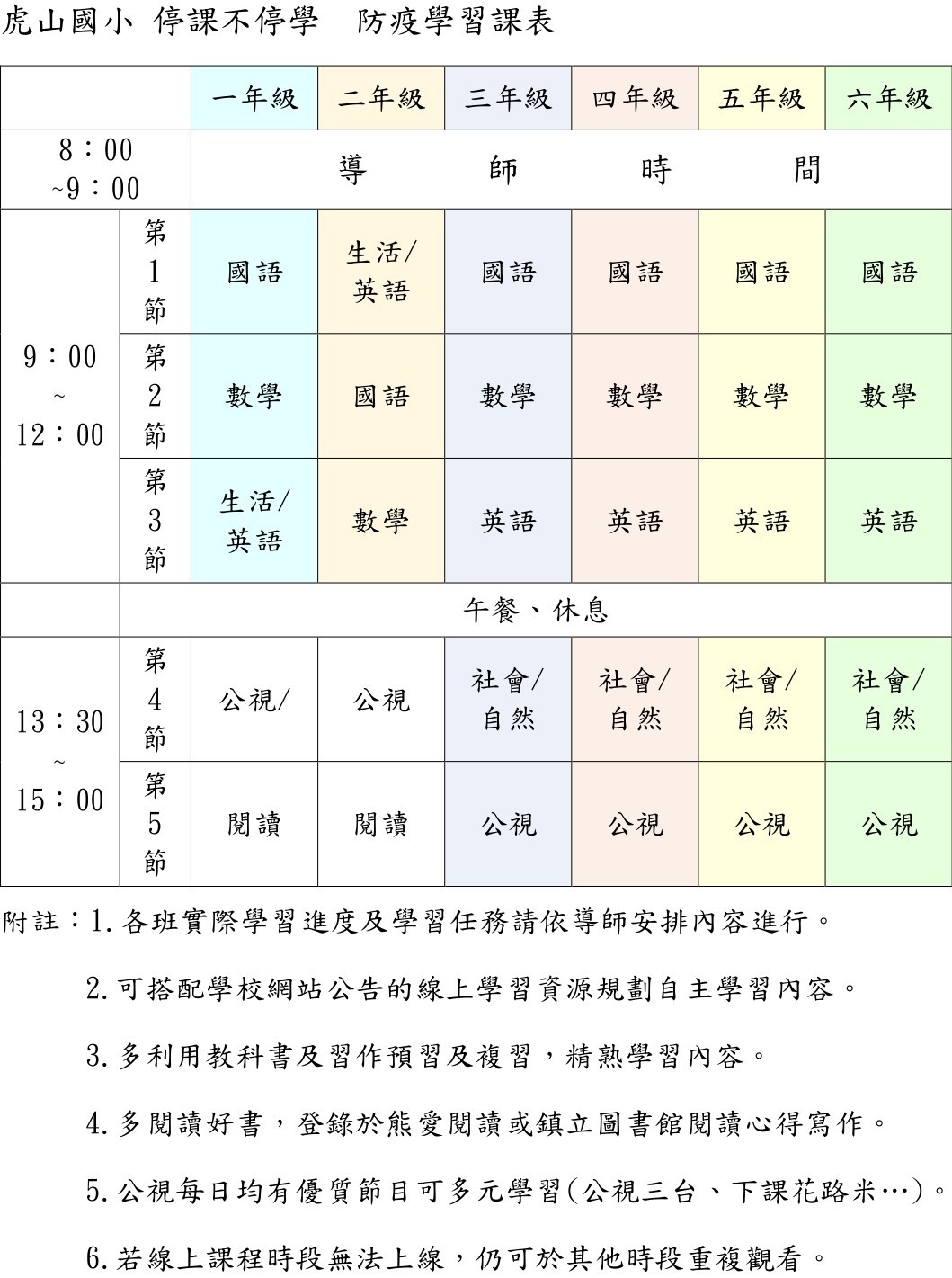 停課不停學防疫自學專區